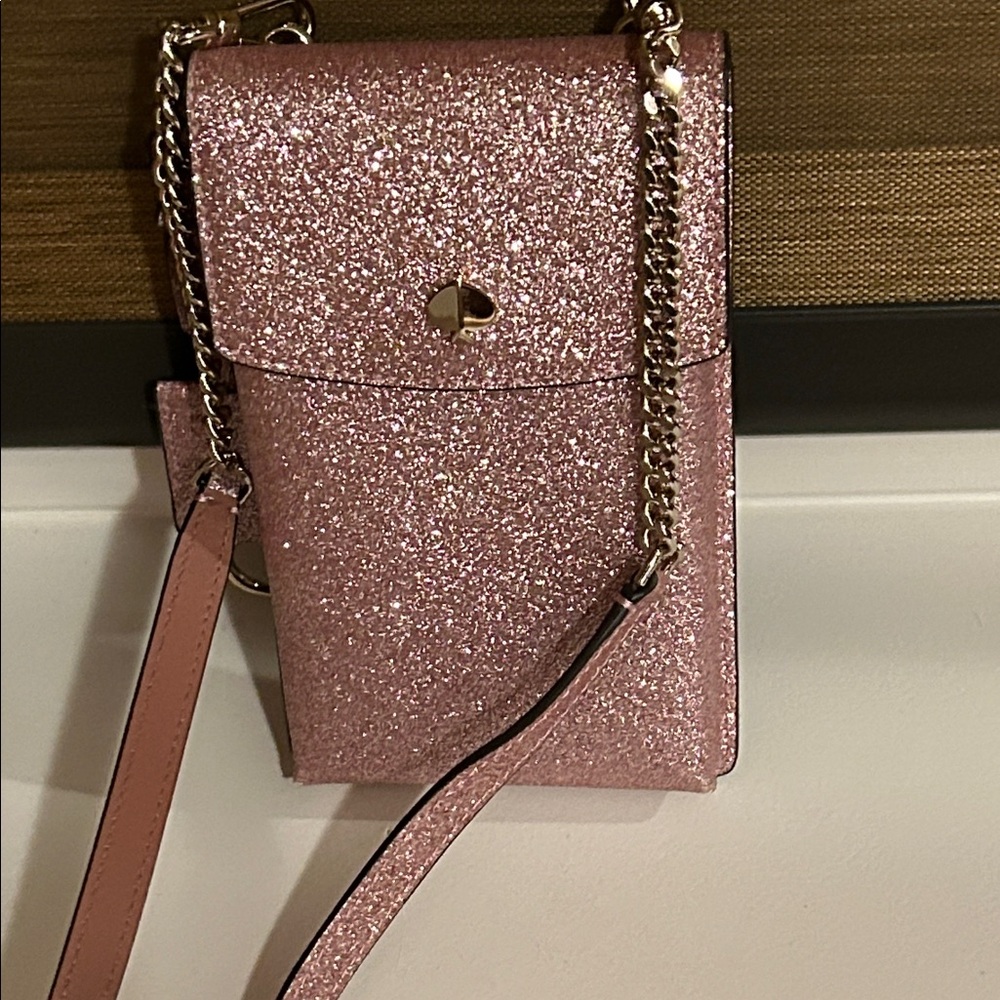 Kate Spade Sparkle Phone Crossbody Bag in Pink with Chain Strap